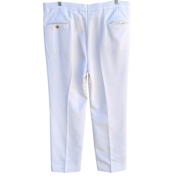 Sansabelt Vintage 70s 80s Mens White Flat Front Stretch Leisure Suit Pants 39 - Picture 5 of 11